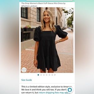 Black puff sleeve mini dress - the Drop on Amazon